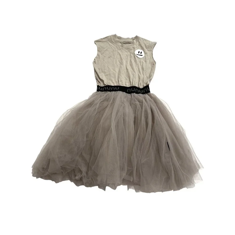 Nununu Smirks Tulle Dress in Concrete Smokey Grey - Picture 1 of 5